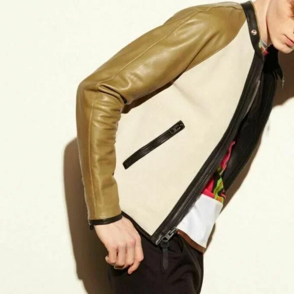 COACH Racy Zip Racer Jacket Mens S Deerskin Cow Leather Coat 86365